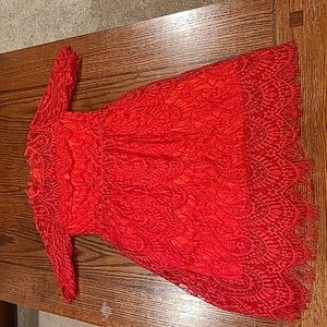 Red lace dress. Lined.
